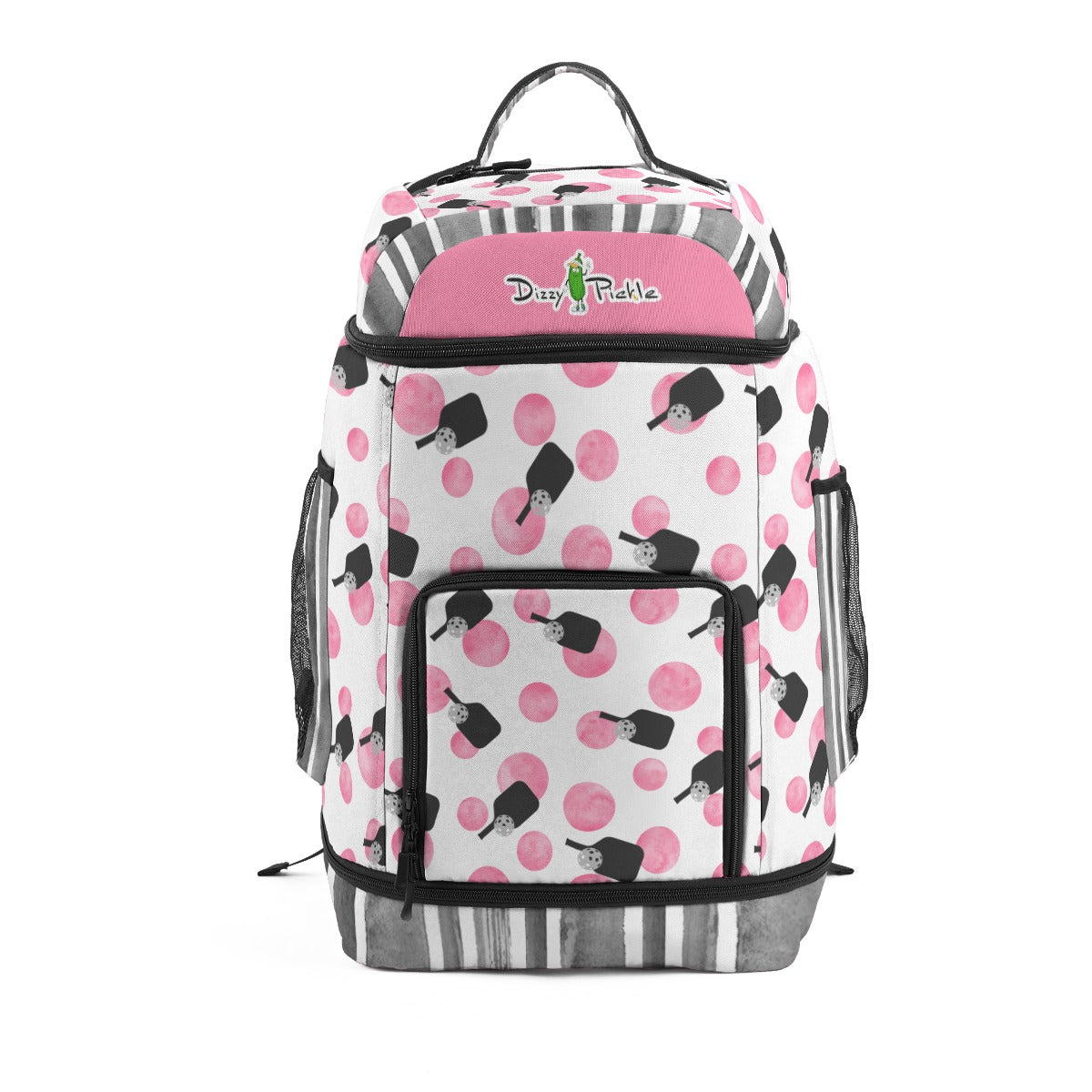 Dizzy Pickle Page Paddles_Polka Dots White Large Courtside Pickleball Multi-Compartment Backpack with Adjustable Straps