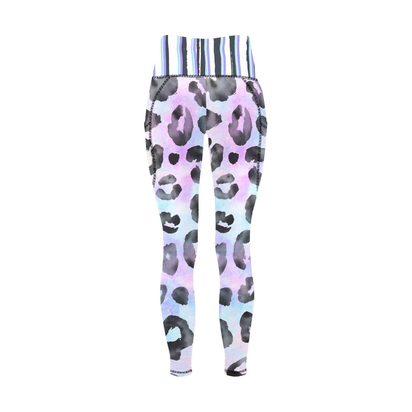 Dizzy Pickle Amber Pastel Kitty Women's Pickleball Performance Leggings (Ankle Length, High-Waisted, & Two Side Pockets)