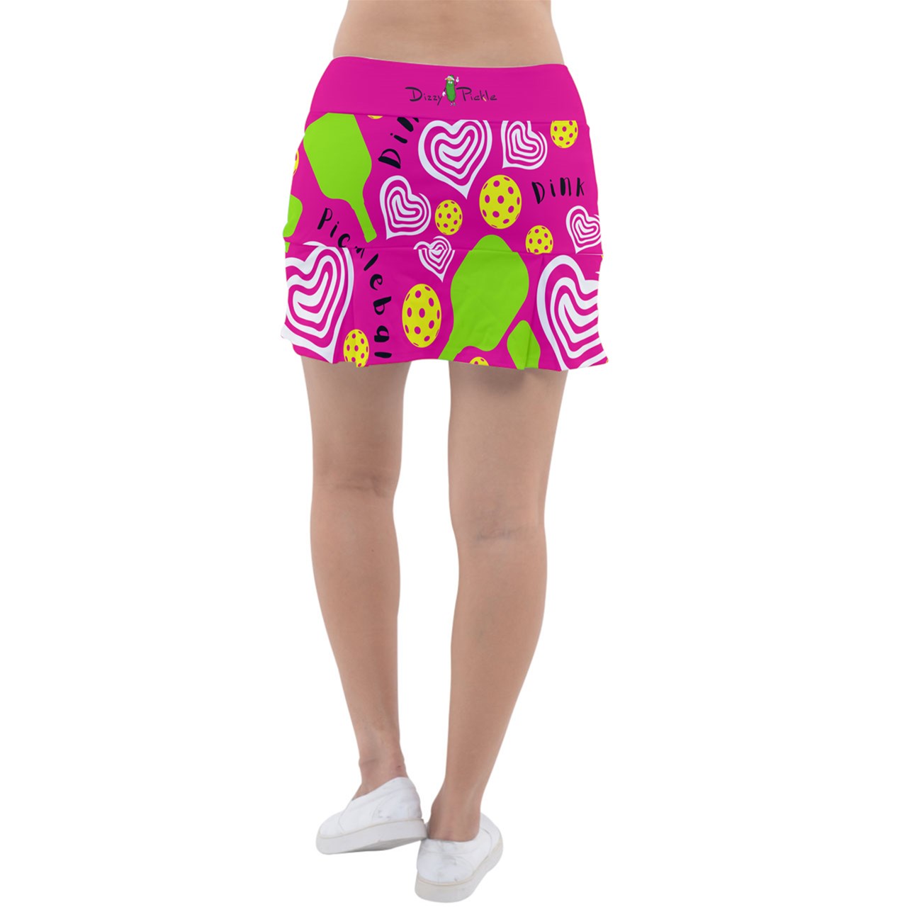 Dizzy Pickle Dinking Diva Hearts PG Large Women's Classic 15" Pickleball Skort with Inner Shorts and Pockets