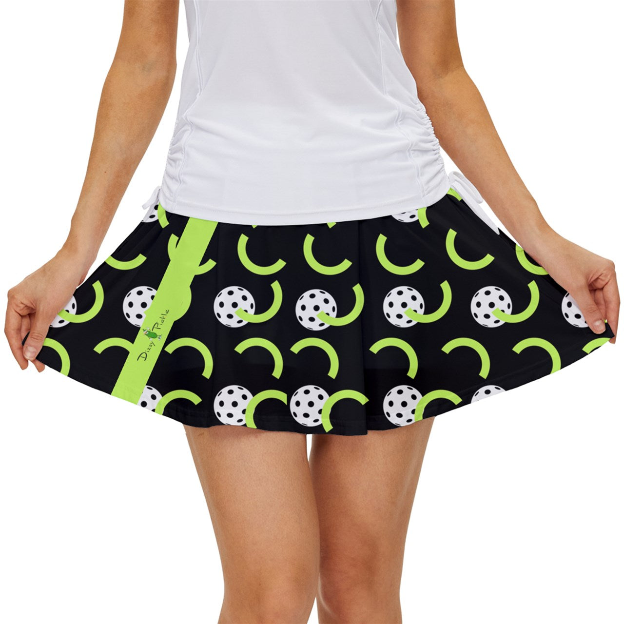 Dizzy Pickle Believe Black Green Women's Pickleball Court Skorts with –  dizzyp