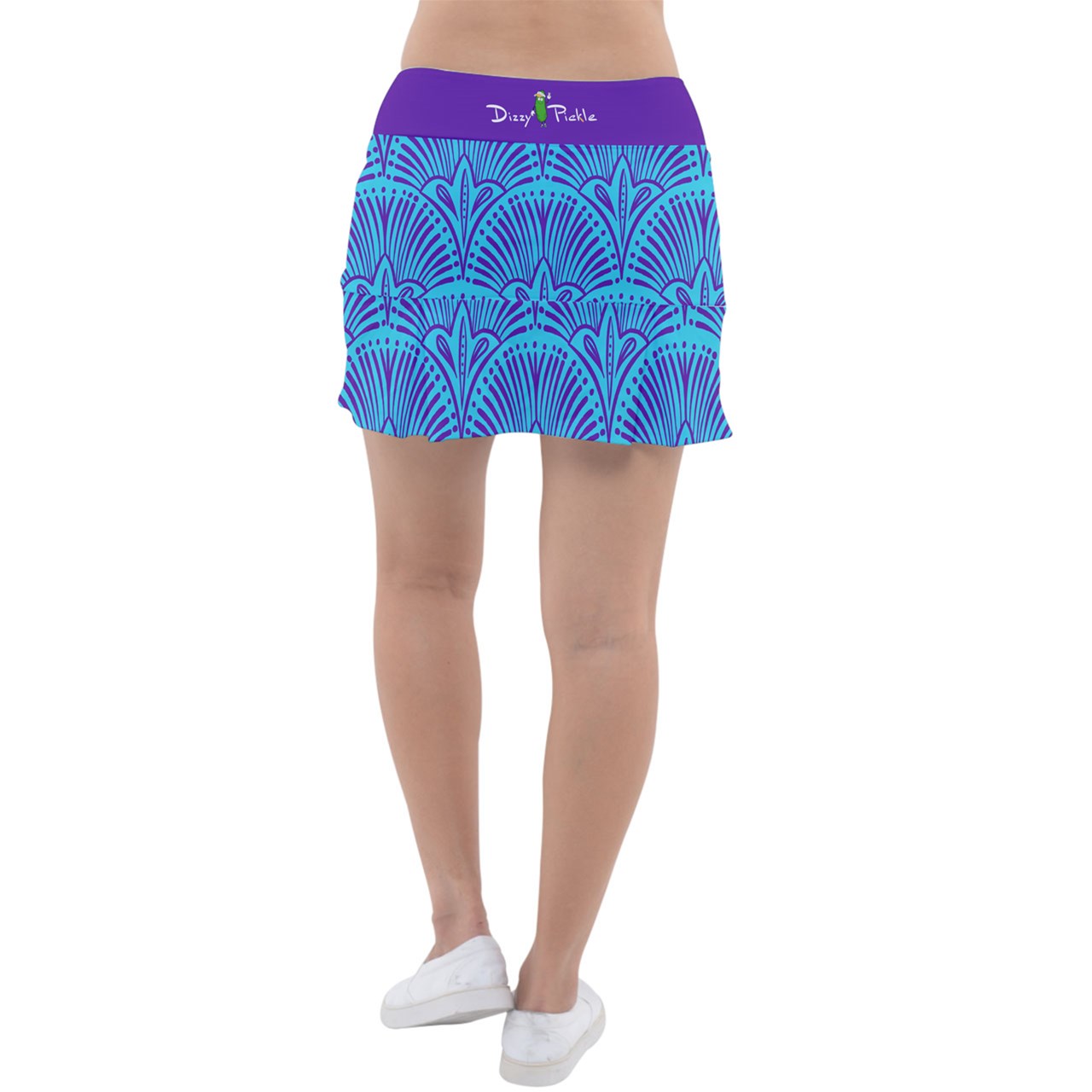 Dizzy Pickle Esther Teal Fans Women's Classic Pickleball Skort with Inner Shorts with Pockets