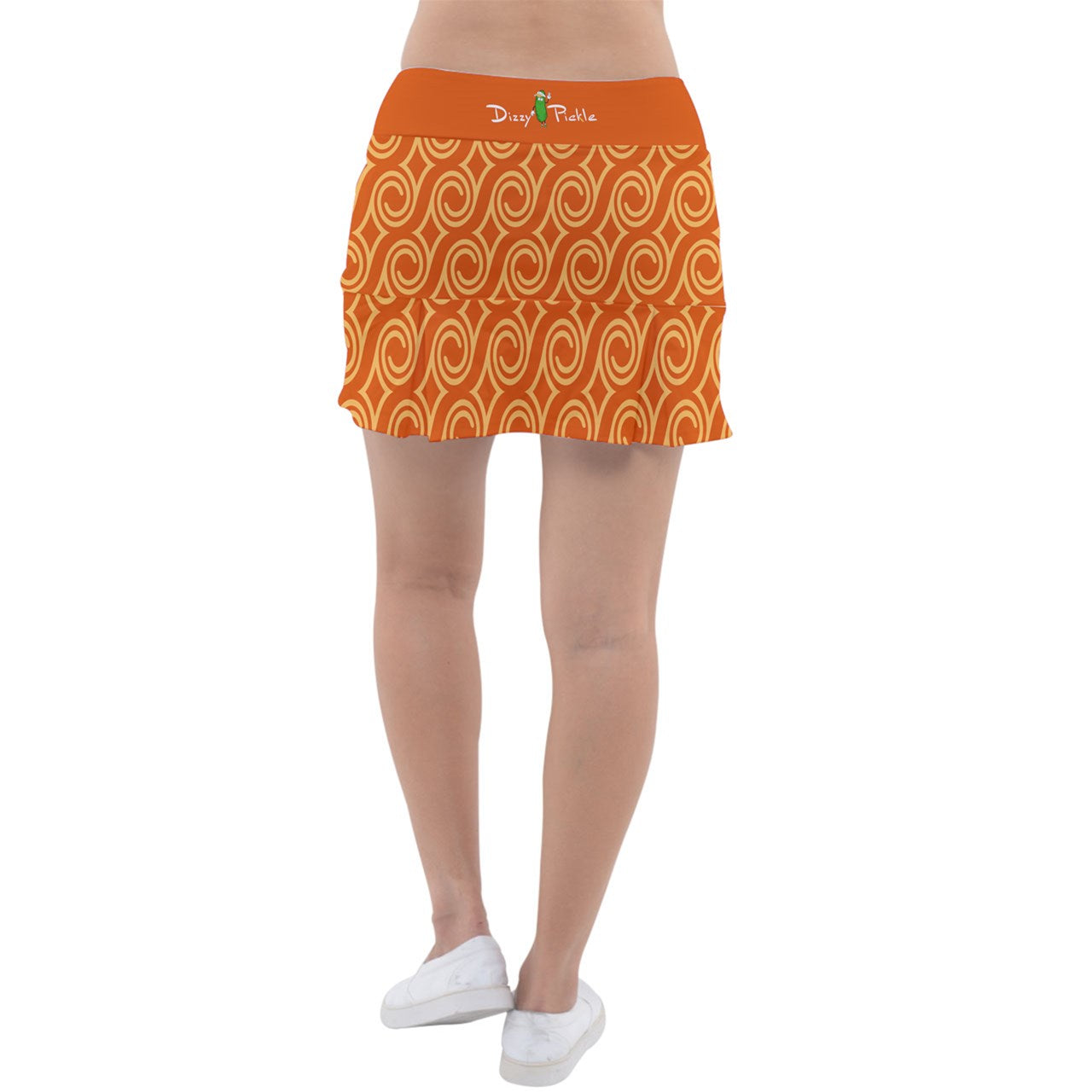 Dizzy Pickle Esther Waves Orange Women's Classic Pickleball Skort with Inner Shorts with Pockets