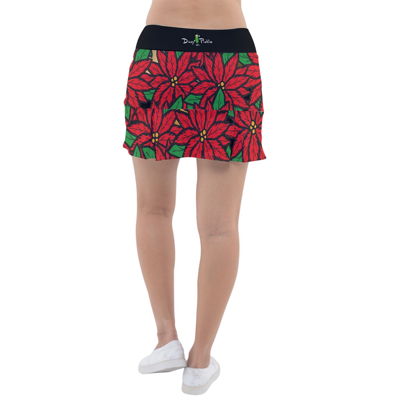 Dizzy Pickle Christmas Poinsetta in Bloom Women's Pickleball Classic 15" Pickleball Skort with Inner Shorts