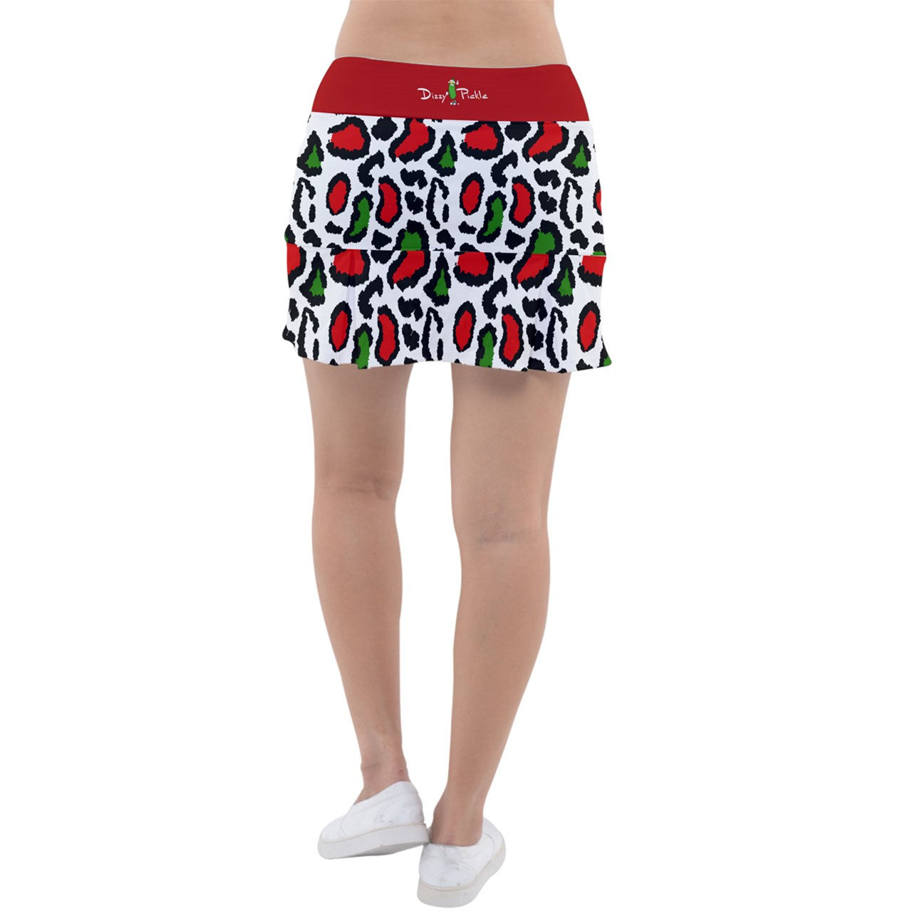 Dizzy Pickle Christmas Leopard Women's Pickleball Classic 15" Pickleball Skort with Inner Shorts