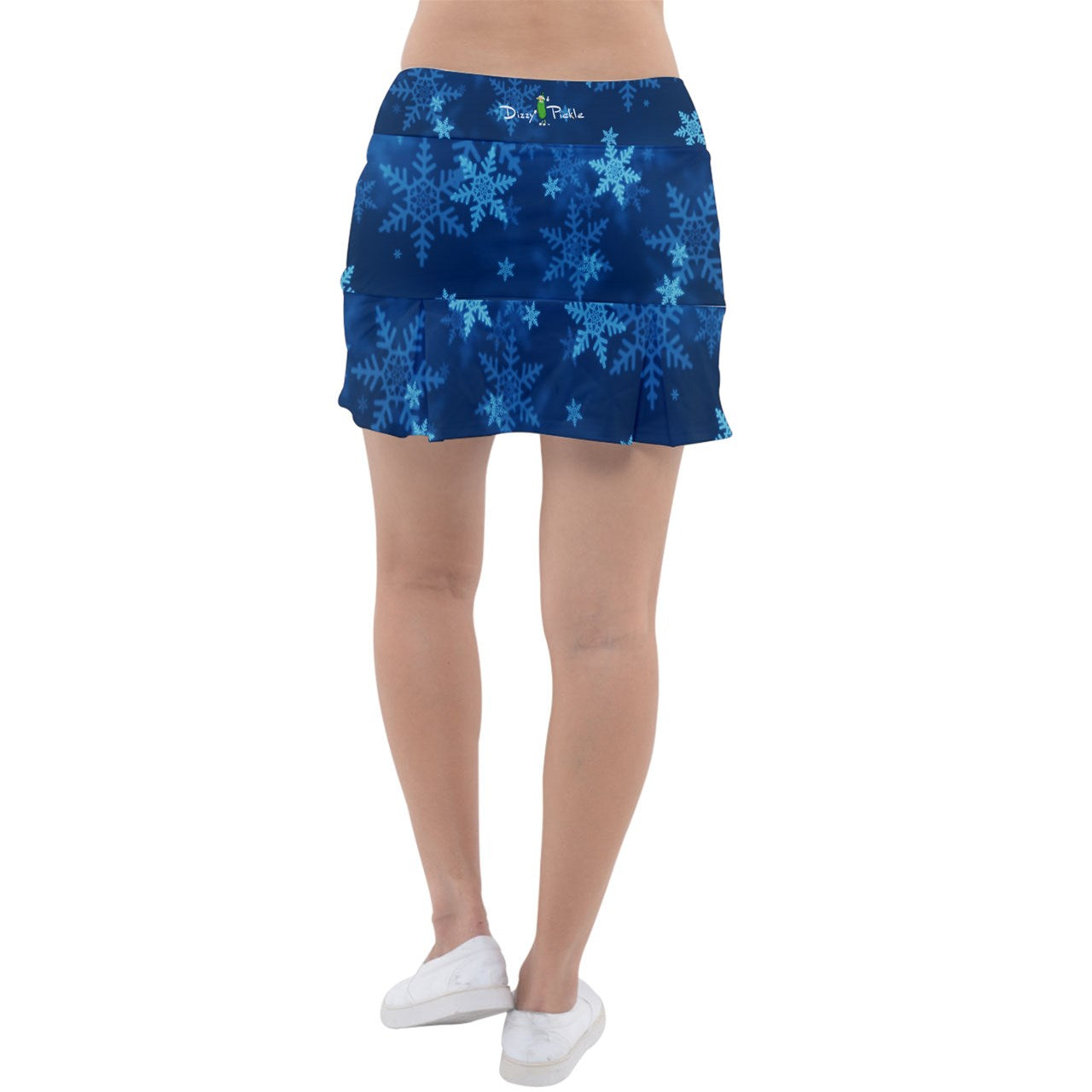 Dizzy Pickle Christmas Blue Snowflakes Women's Pickleball Classic 15" Pickleball Skort with Inner Shorts