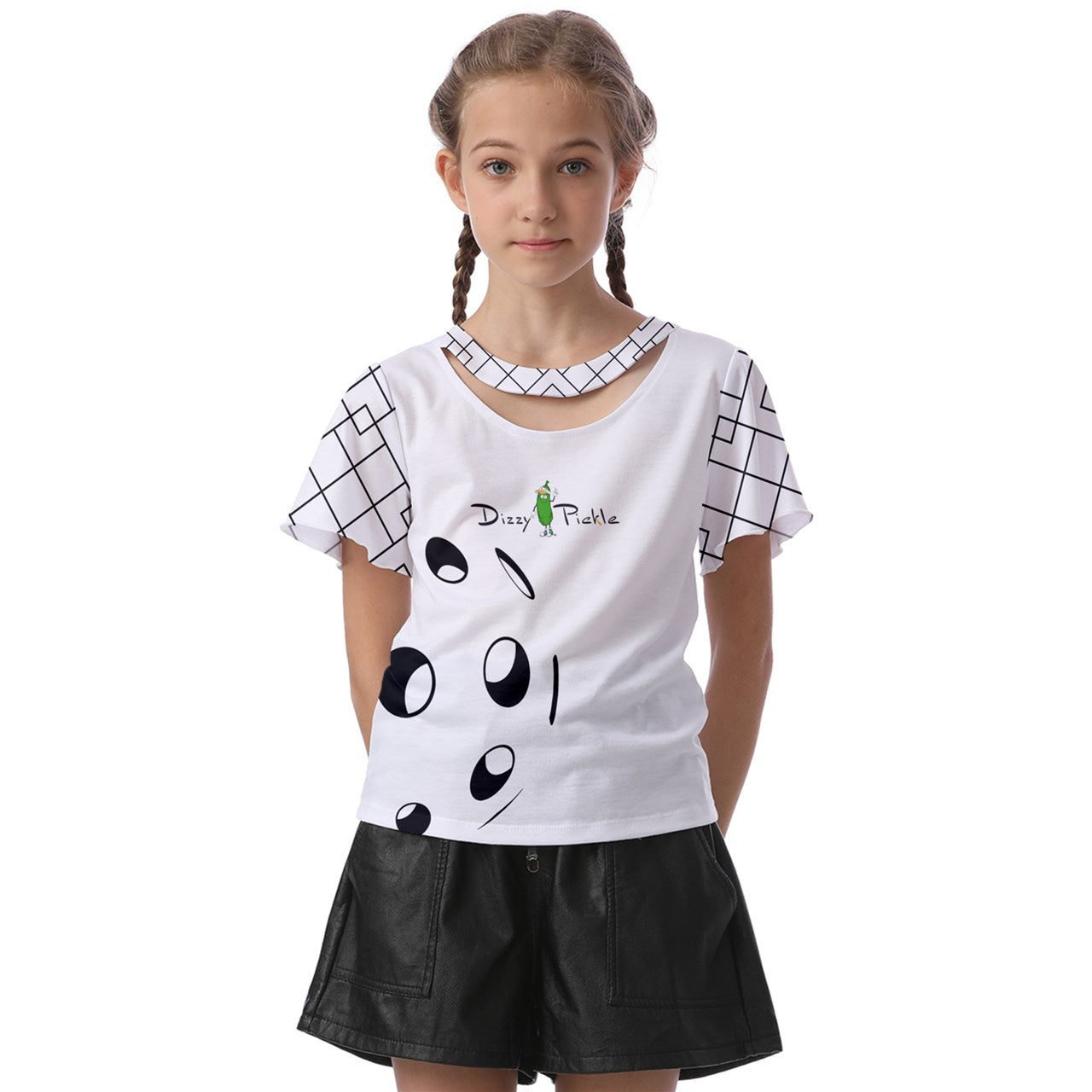 Dizzy Pickle Lisa WB Girl's Pickleball Athletic Front-Cut Tee