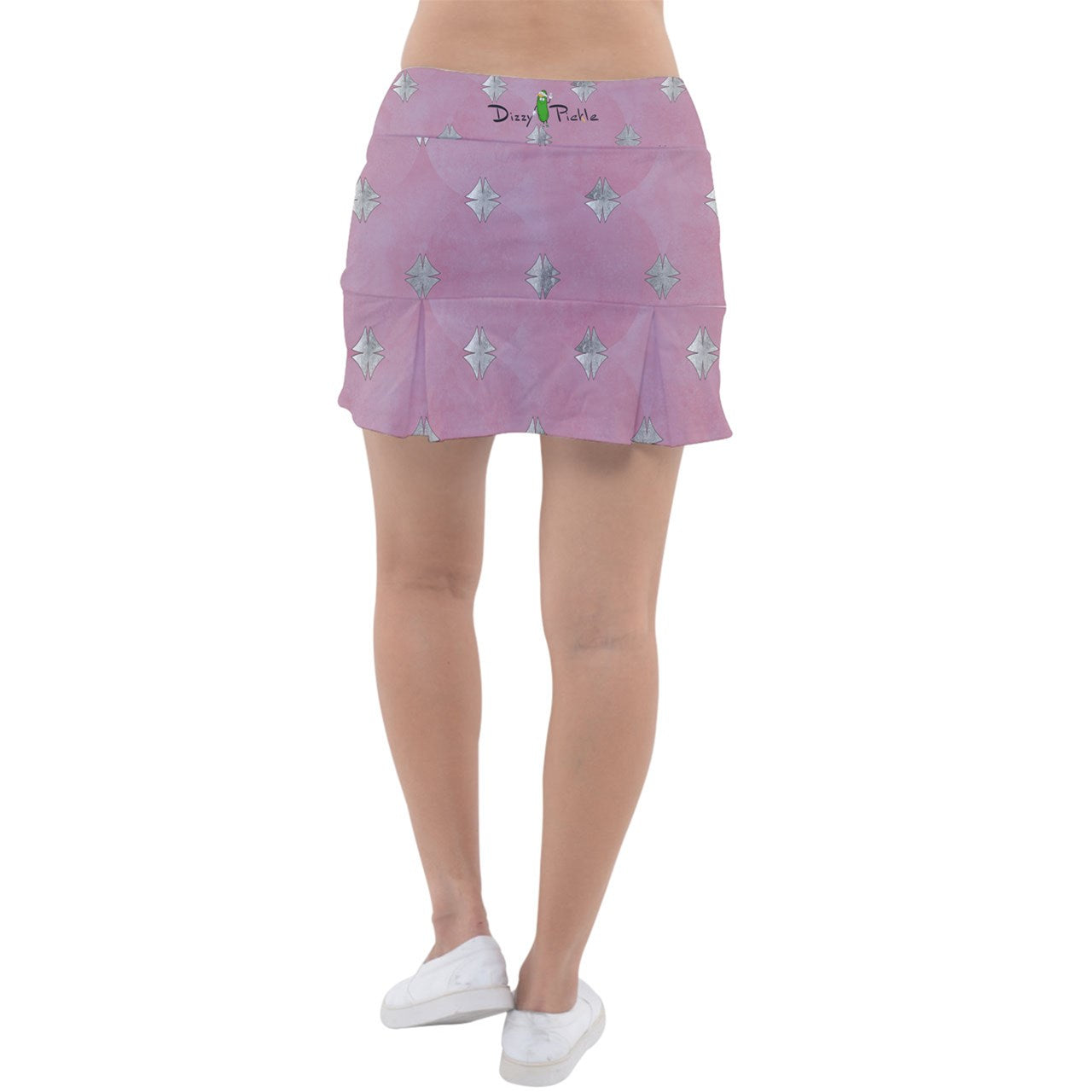 Dizzy Pickle Cassie Sparkle Dusty Rose_Silver Women's 15" Classic Pickleball Skort
