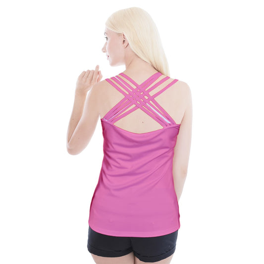 Dizzy Pickle Ashley Solid Pink Women's Pickleball Criss Cross Back Tank Top