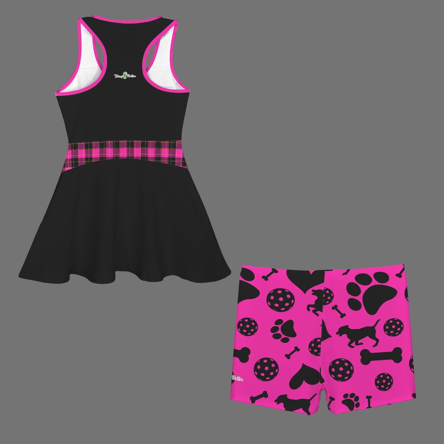 Dizzy Pickle Women's Razor Back Front Zip 2-in-1 Tank Dress and Shorts