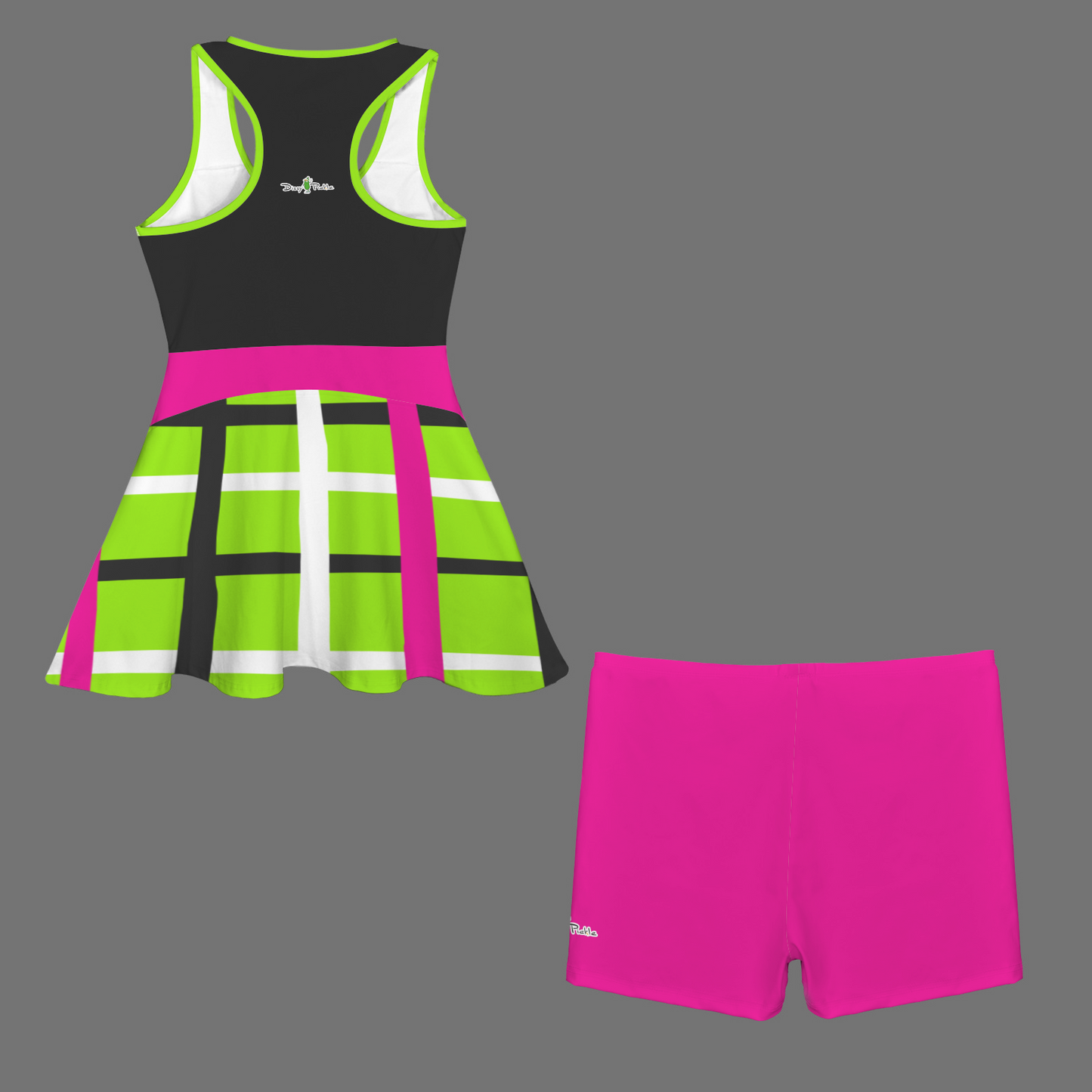 Dizzy Pickle Women's Razor Back Front Zip 2-in-1 Tank Dress and Shorts