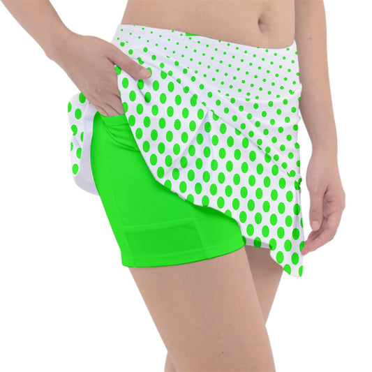 Dizzy Pickle Kim Green Polka Dots Women's 15" Classic Pickleball Skort