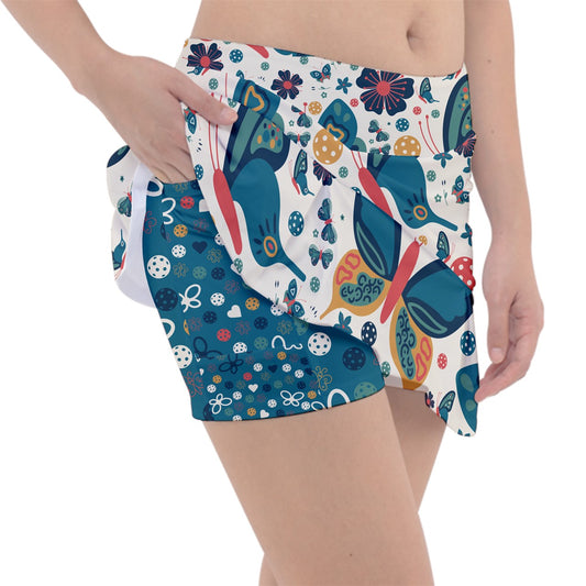 Dizzy Pickle Penny Blues Butterflies Women's 15" Classic Pickleball Skort