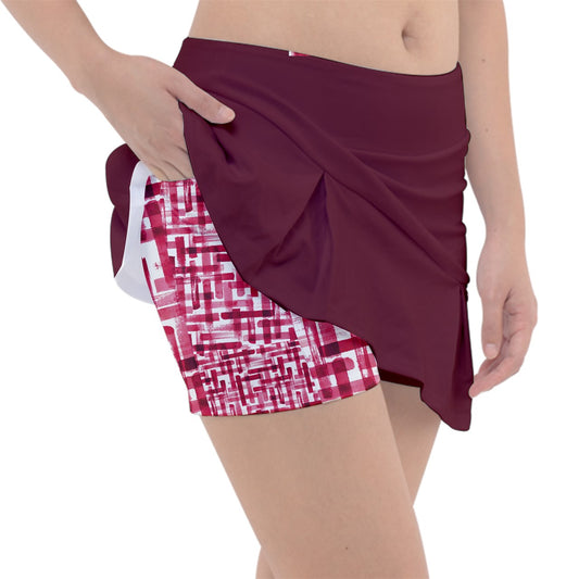 Dizzy Pickle Heidi RW Solid Classic Women's 15" Pickleball Drop-Pleat Skorts with Inner Shorts & Pockets Wine