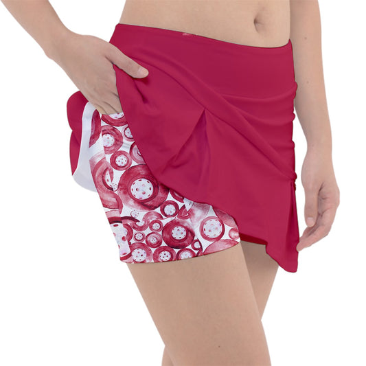 Dizzy Pickle Heidi RW Solid Classic Women's 15" Pickleball Drop-Pleat Skorts with Inner Shorts & Pockets Red