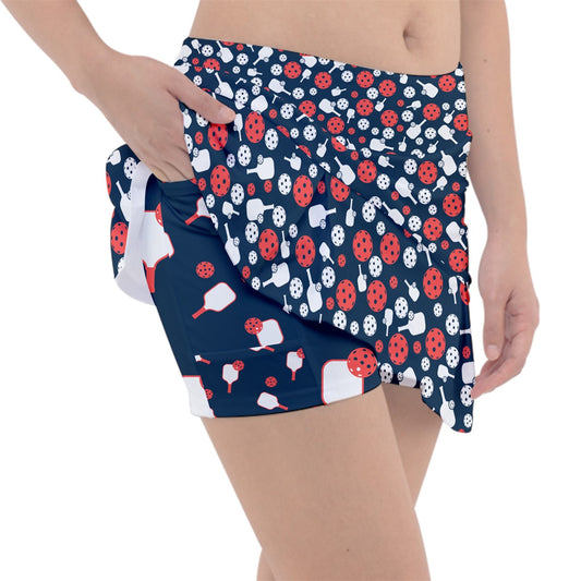 Dizzy Pickle Van Mini Paddles and Balls Classic Women's 15" Pickleball Pleated Skort with Inner Shorts and Pockets
