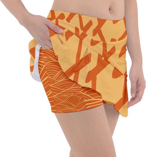 Dizzy Pickle Esther Weave Orange Women's Classic Pickleball Skort with Inner Shorts with Pockets