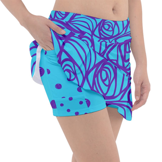 Dizzy Pickle Esther Blooms Teal Women's Classic Pickleball Skort with Inner Shorts with Pockets