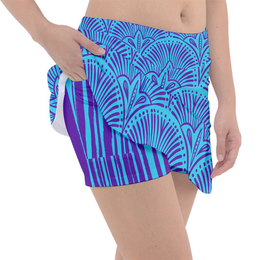 Dizzy Pickle Esther Teal Fans Women's Classic Pickleball Skort with Inner Shorts with Pockets