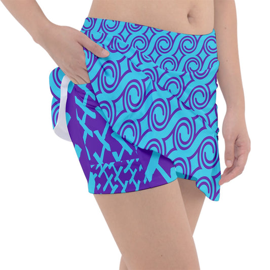 Dizzy Pickle Esther Waves Teal Women's Classic Pickleball Skort with Inner Shorts with Pockets