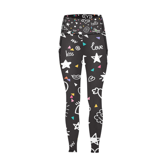 Dizzy Pickle Rachel Black Women's Pickleball Performance Leggings (Ankle Length, High-Waisted, & Two Side Pockets)