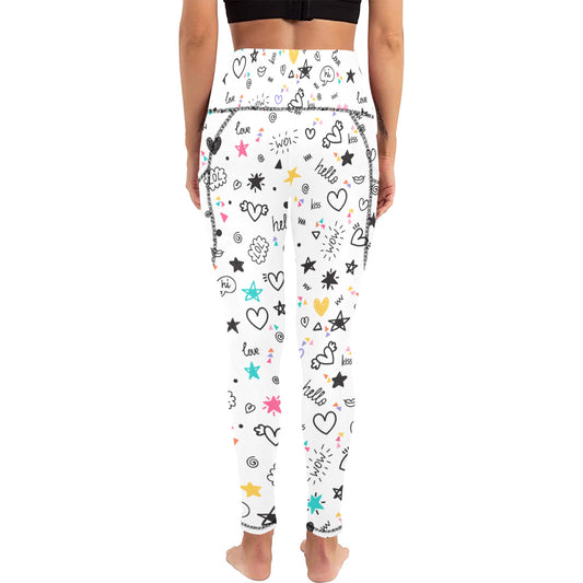 Dizzy Pickle Rachel White Women's Pickleball Performance Leggings (Ankle Length, High-Waisted, & Two Side Pockets)