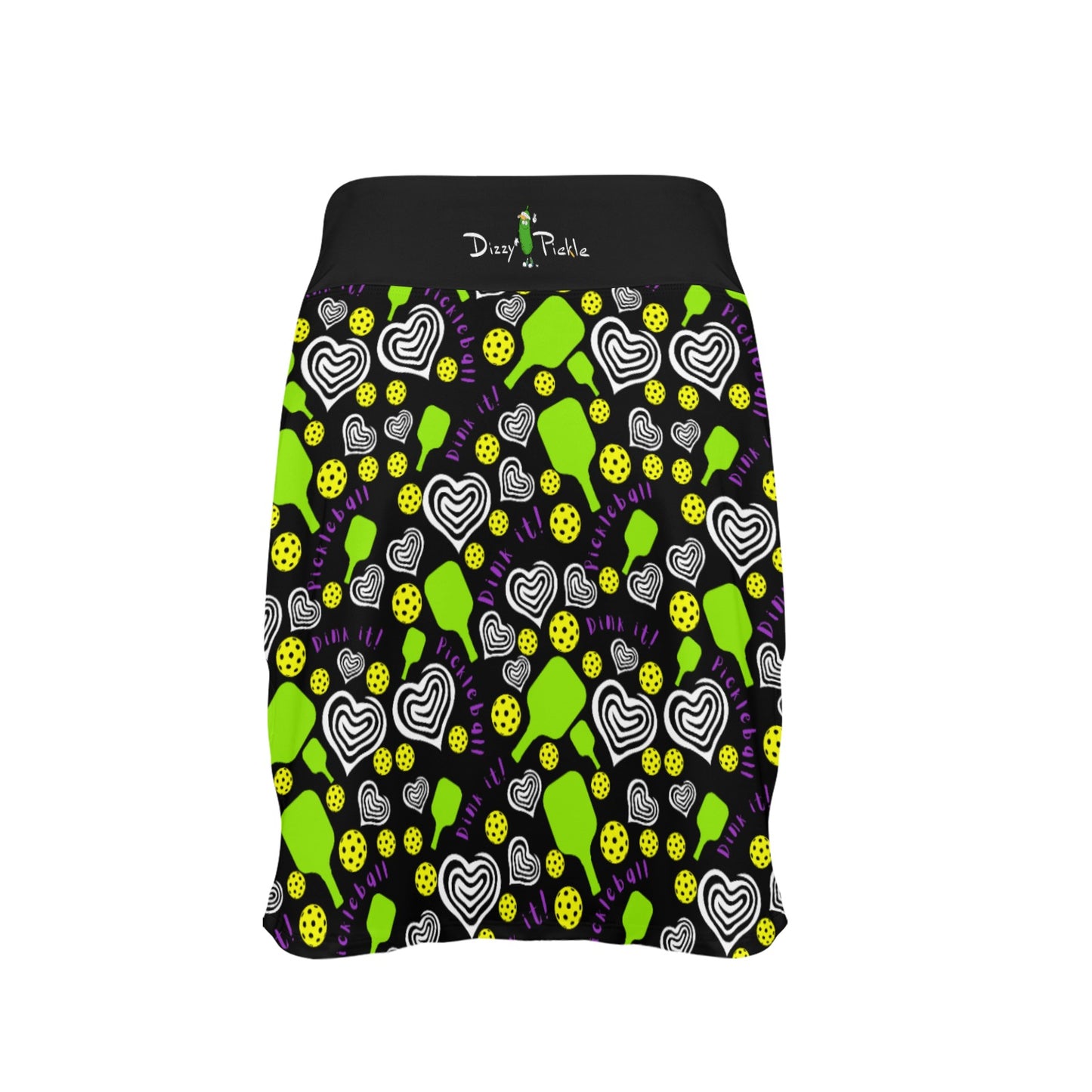 Dizzy Pickle Dinking Diva Hearts BG Women's Pickleball 18" Athletic Skort with Inner Shorts and Two Ball Pockets