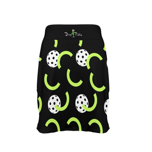 Dizzy Pickle Believe Black Women's Pickleball 18" Athletic Skort with Inner Shorts and Two Ball Pockets