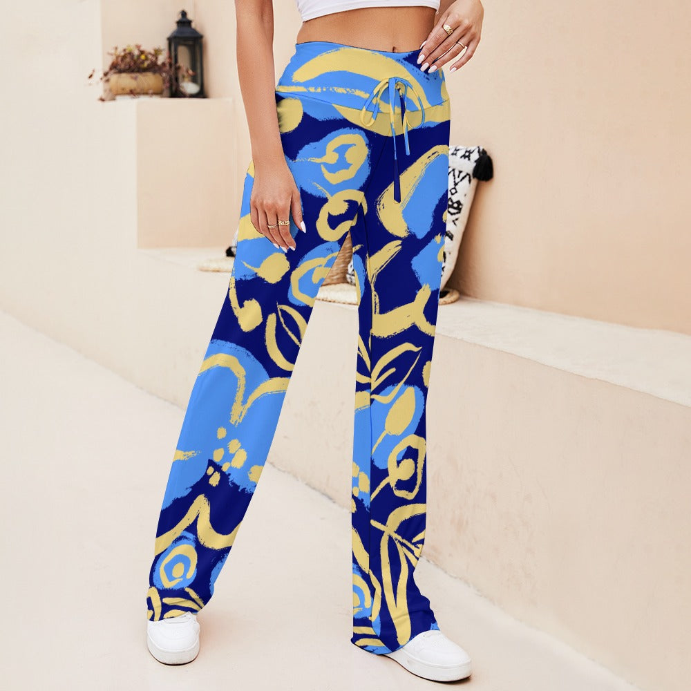 Dizzy Pickle Lesia Blooms Collection Women's Pickleball Straight-legged Lace-Up Yoga Pants