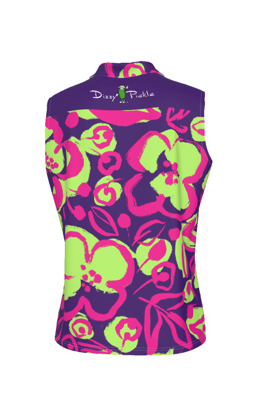 Dizzy Pickle Lesia PPG Blooms Women's Pickleball Sleeveless Polo Shirt