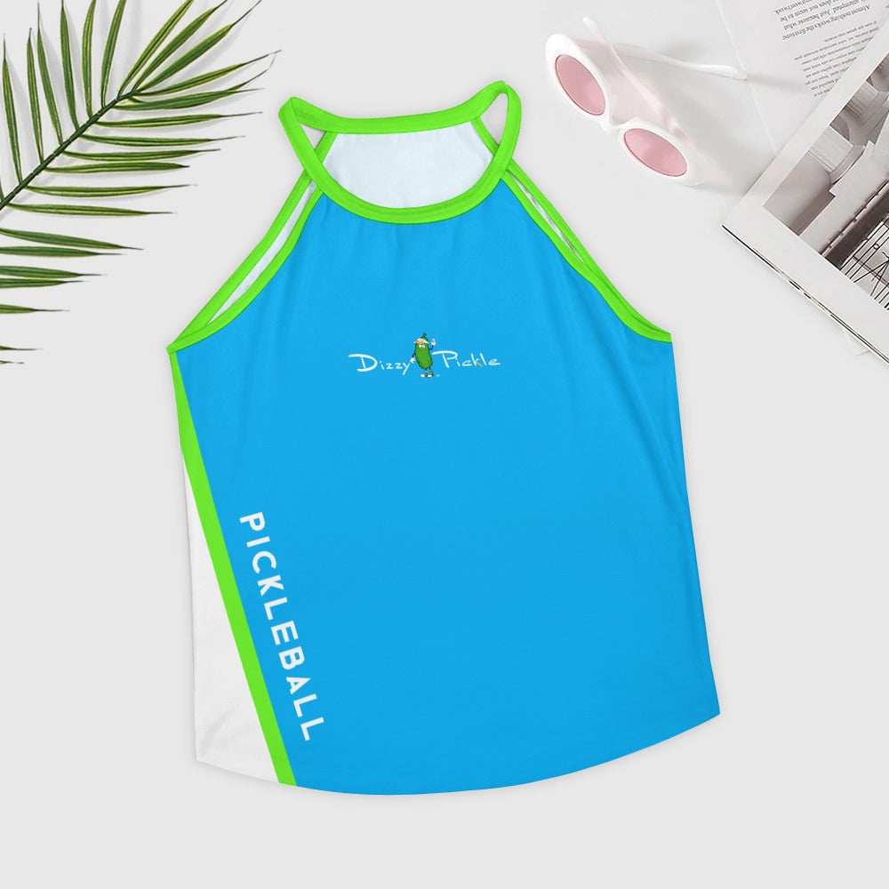 Dizzy Pickle Performance DS Women's Pickleball Sleeveless Crew Neck Vest Sky Blue Lime Green