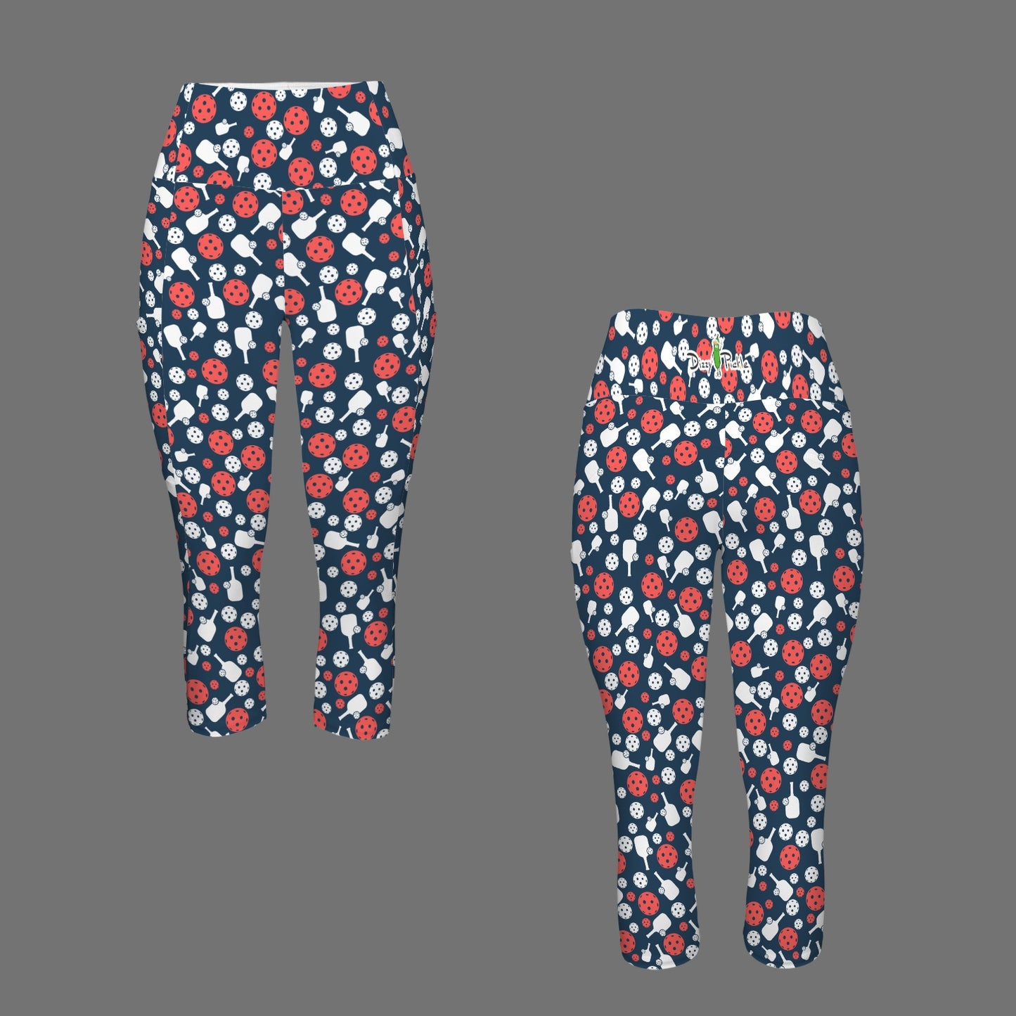 Dizzy Pickle Van Mini Paddles and Balls Women's Pickleball Capri Leggings with Side Pockets