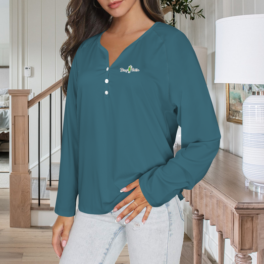 Three Button Long Sleeve Dark Teal