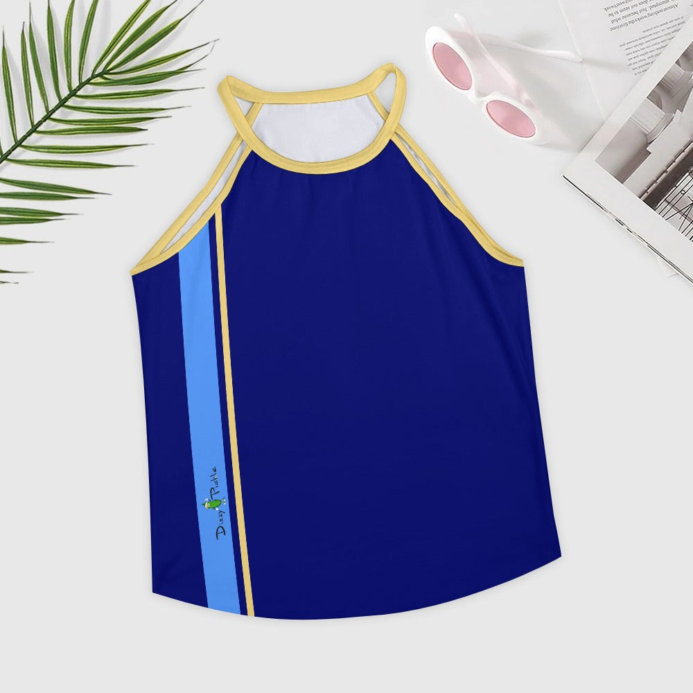 Dizzy Pickle Lesia BYB Racing Stripes Women's Pickleball Sleeveless Crew Neck Vest Dark Navy Blue