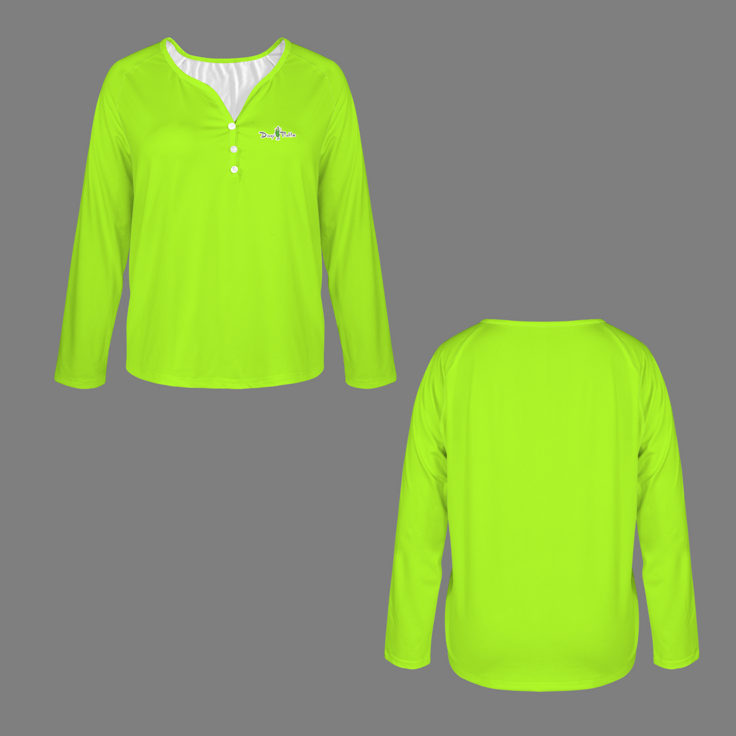 Three Button Long Sleeve Neon Green