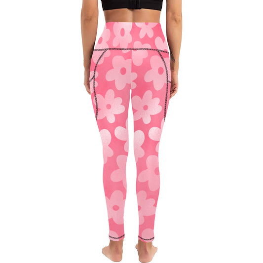 Dizzy Pickle Adleigh Blooms Women's Pickleball Performance Leggings (Ankle Length, High-Waisted, & Two Side Pockets)