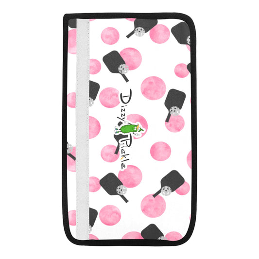 Dizzy Pickle Page Paddles_Polka Dots White Car Seat Belt Cover 7" x 12.6"