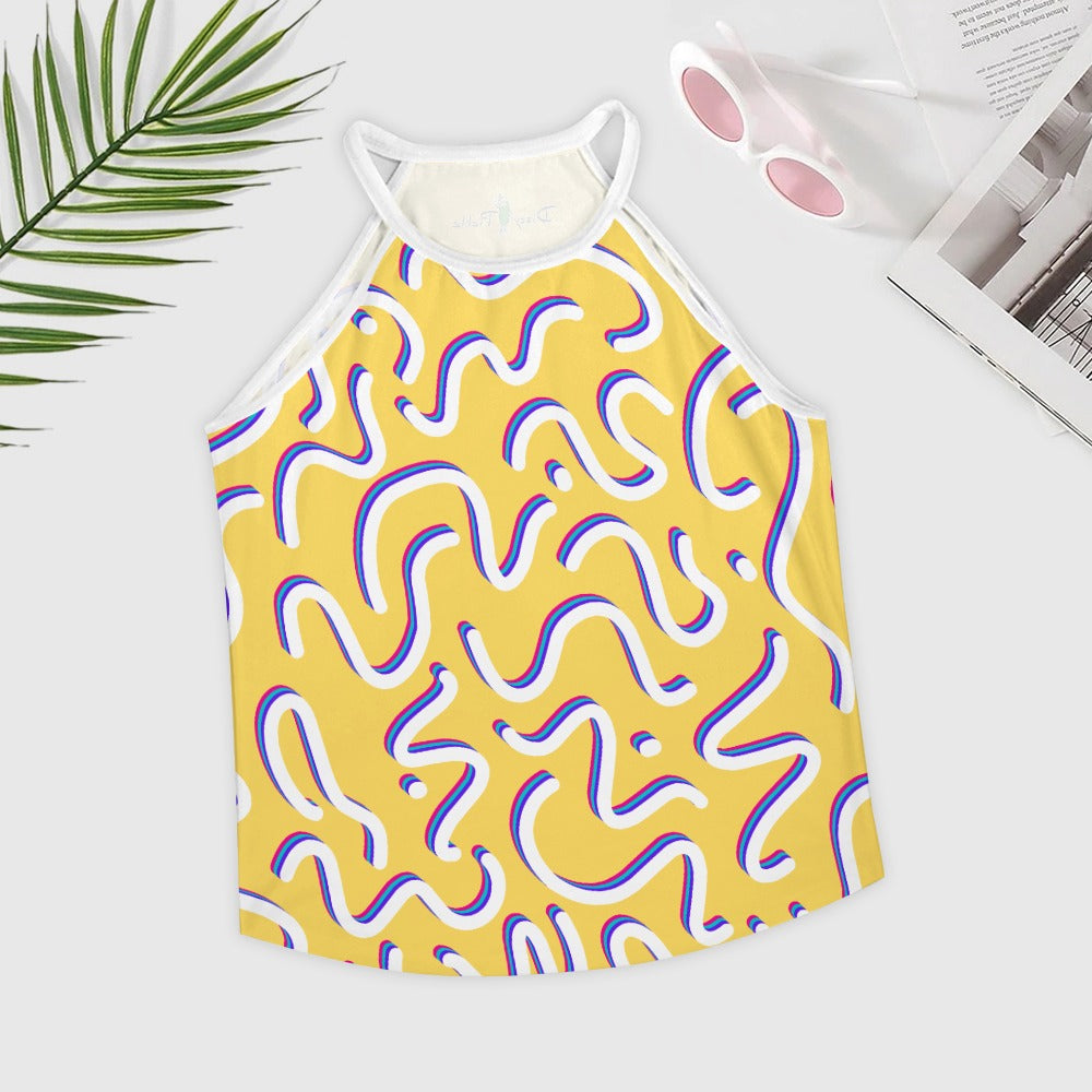 Dizzy Pickle It's Your Birthday Confetti Yellow Women's Pickleball Crew Neck Vest