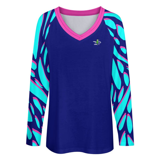 Dizzy Pickle Lesia Petals BBP Women's Pickleball Long sleeve Double Layered V-Neck Loose Tee