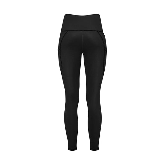 Dizzy Pickle DZY P Classic Black Women's Pickleball Performance Leggings (Ankle Length, High-Waisted, & Two Side Pockets)