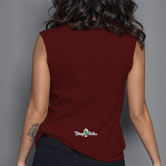 Dizzy Pickle DZY P Classic Dark Maroon Women's Pickleball Crew Neck Sleeveless Premium T-Shirt