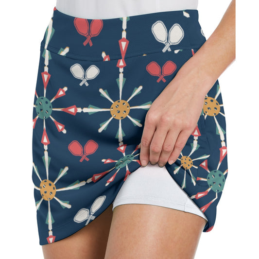 Dizzy Pickle Penny Blues Paddles & Balls Women's 17" Performance Pickleball Skort and Inner Shorts