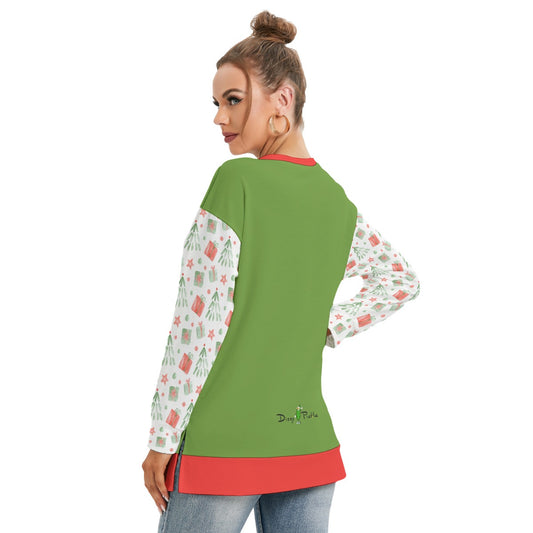 Dizzy Pickle Christmas Wonder Women's Pickleball Side Split O-Neck Sweatshirt