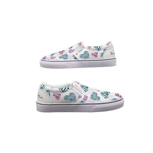 Dizzy Pickle Shelley Hearts Deep White Women's Casual Slip-On Canvas Shoes