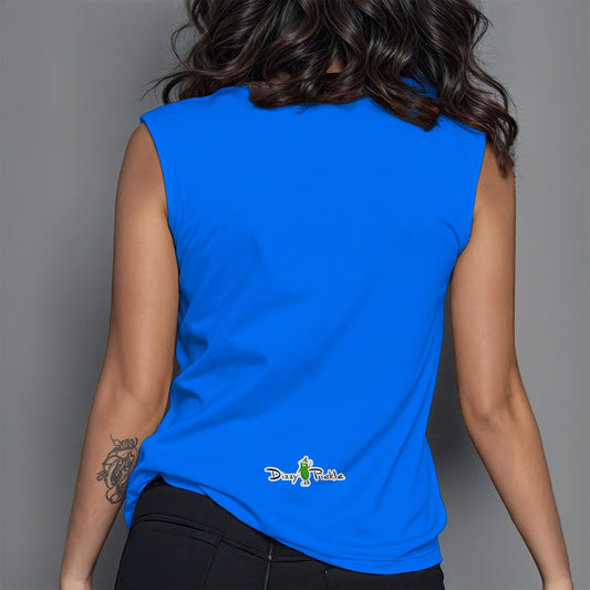 Dizzy Pickle DZY P Classic Indigo Blue Women's Pickleball Crew Neck Sleeveless Premium T-Shirt