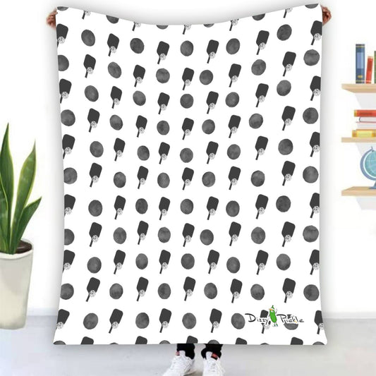 Dizzy Pickle Mary Mini Paddles and Polka Dots Pickleball Courtside Flannel Blanket