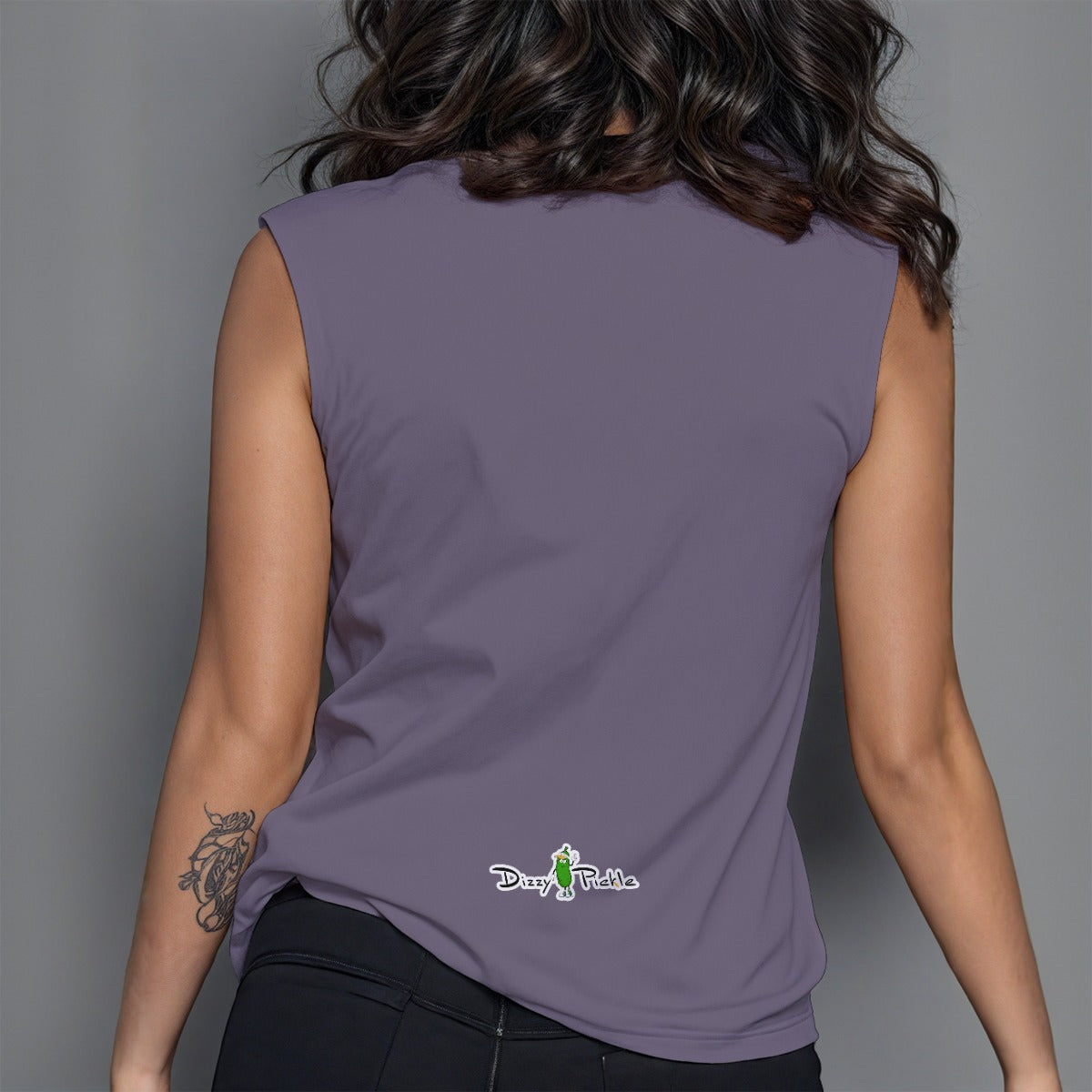 Dizzy Pickle DZY P Classic Fog Women's Pickleball Crew Neck Sleeveless Premium T-Shirt