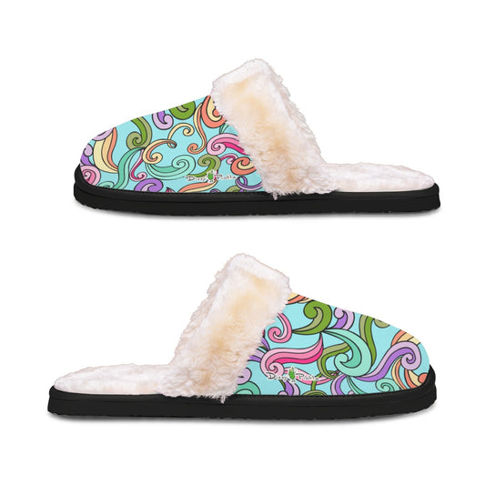 Dizzy Pickle Anna Blue Women's Pickleball Plush Slippers