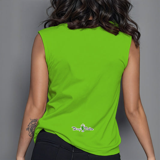 Dizzy Pickle DZY P Classic Lime Green Women's Pickleball Crew Neck Sleeveless Premium T-Shirt