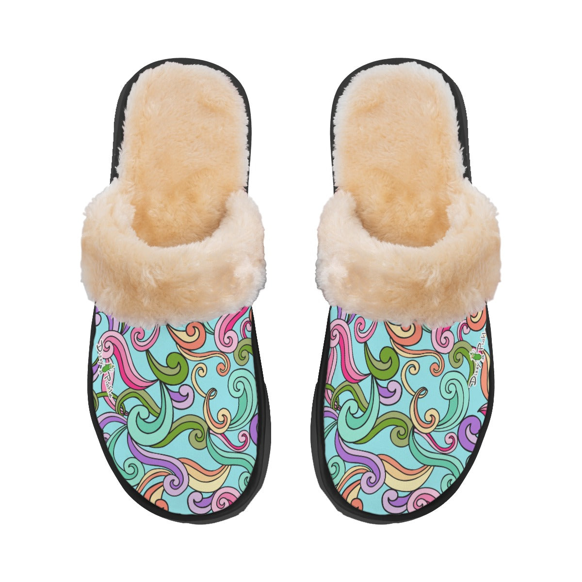 Dizzy Pickle Anna Blue Women's Pickleball Plush Slippers