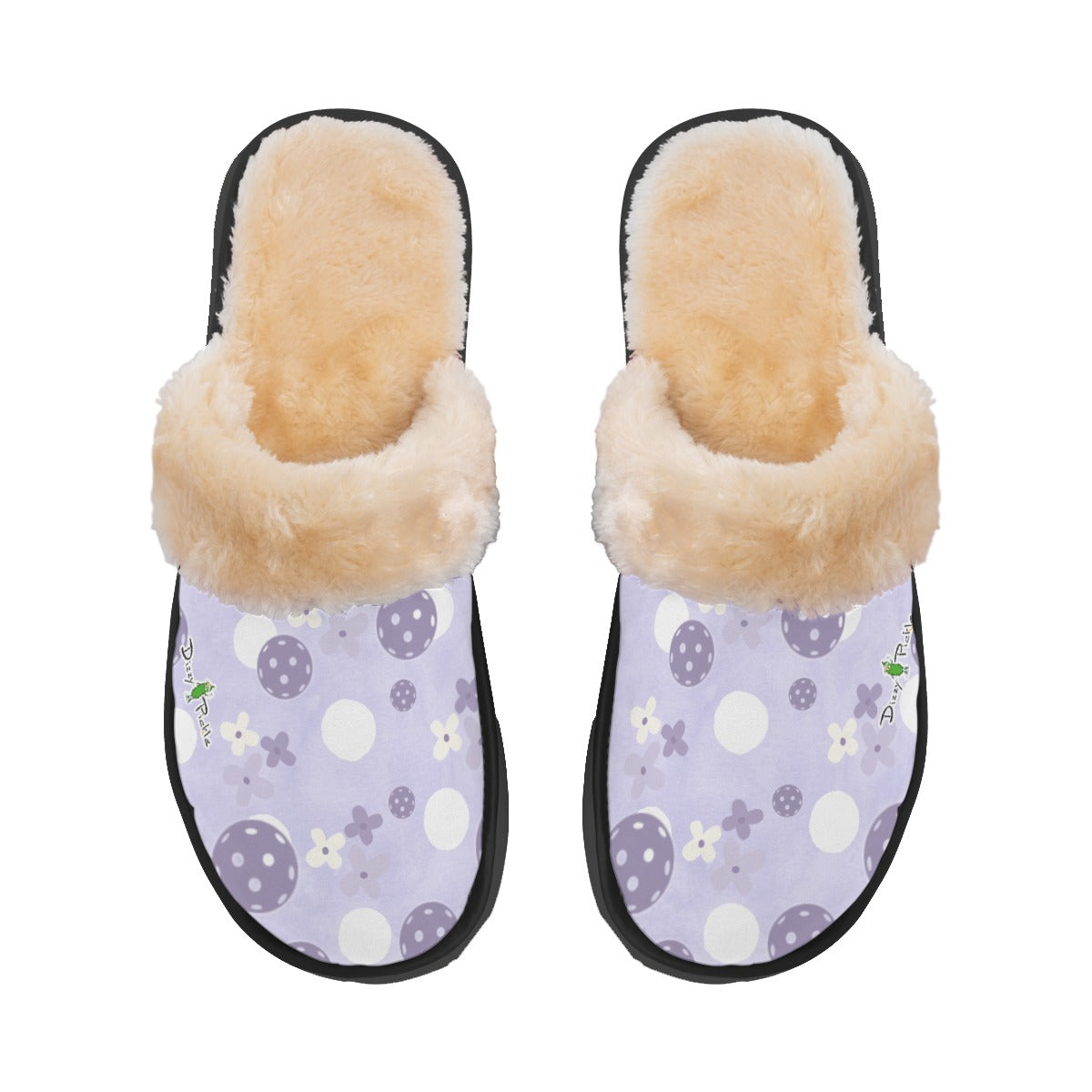 Dizzy Pickle Sophie Blooms and Balls Women's Pickleball Plush Slippers